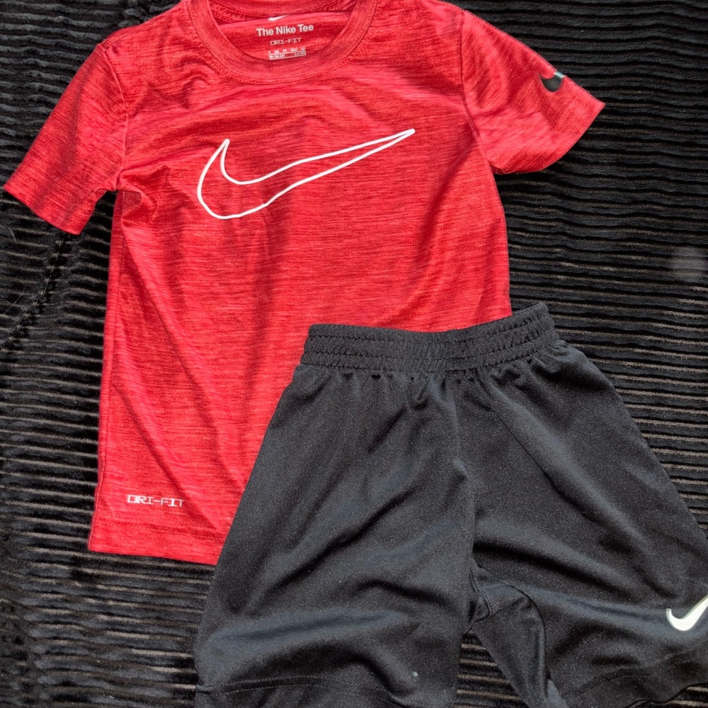 Nike Red Tee and Black Shorts Set